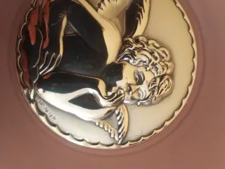 Piatto in vetro e argento con angelo