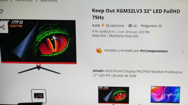 Monitor Gaming Keep Out Negro y Rojo