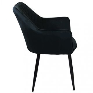 Poltrona Pranzo Imbottita Velluto e Metallo Nero