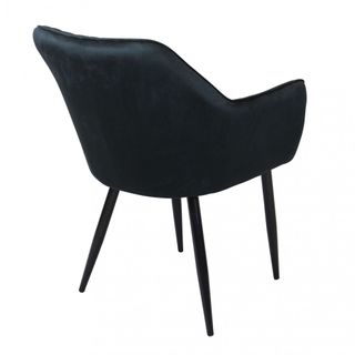 Poltrona Pranzo Imbottita Velluto e Metallo Nero