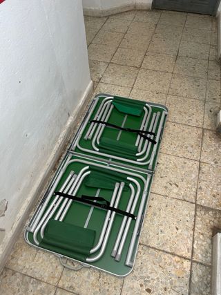 Mesa Camping Plegable + 4 Sillas Aluminio