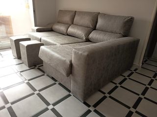 Sofá chaise longue polipiel gris