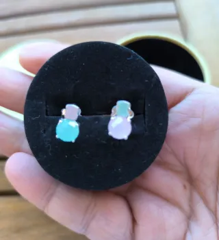 Pendientes Tous bicolor amazonita y cuarzo rosa