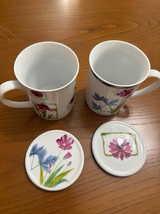 Tazas de porcelana con tapa Tu y Yo