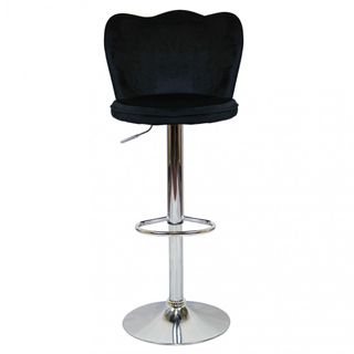 Sgabello Bar Alto Design Velluto e Metallo Nero