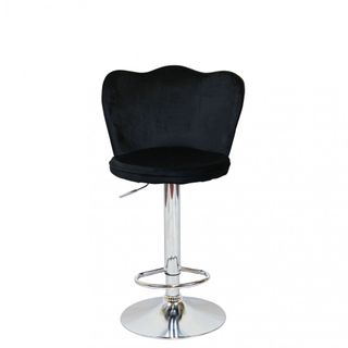 Sgabello Bar Alto Design Velluto e Metallo Nero
