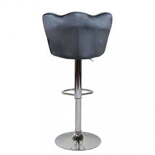 Sgabello Bar Alto Design Velluto e Metallo Grigio