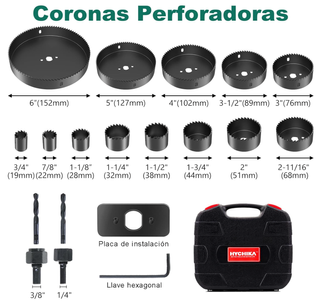 Set de coronas perforadoras HYCHIKA 19 piezas