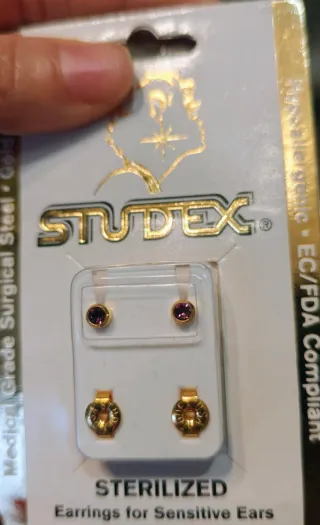 Pendientes Studex Bebé Niña baño Oro