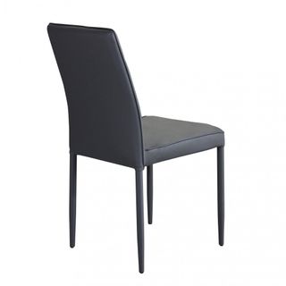 Sedia da Pranzo Ecopelle e Acciaio Grigio Scuro