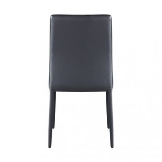 Sedia da Pranzo Ecopelle e Acciaio Grigio Scuro