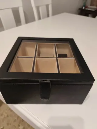 Joyero Relojero Piel Negro y Beige