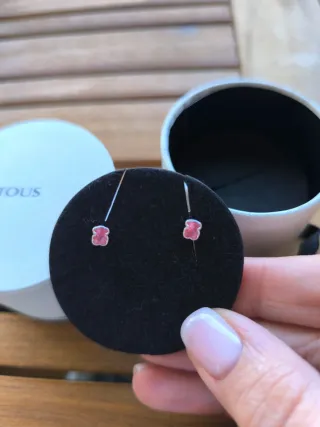 Pendientes Tous Oso Rubí Plata