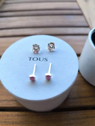 Pendientes Tous Oso Rubí Plata