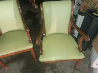 4 Butacas Vintage Premium Madera Noble Cuero