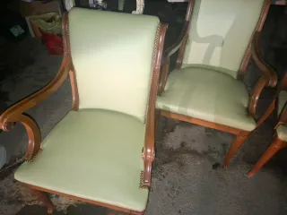 4 Butacas Vintage Premium Madera Noble Cuero