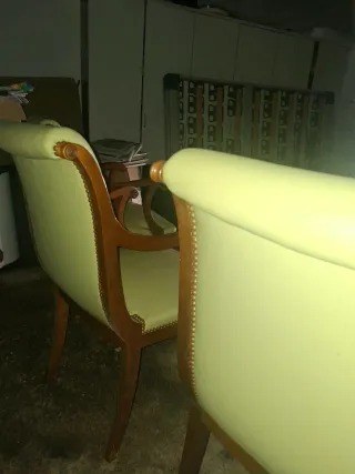 4 Butacas Vintage Premium Madera Noble Cuero