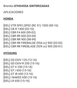 Pastillas Freno Brembo CBR 600