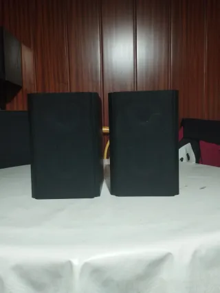 Altavoces negros y plateados