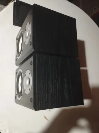 Altavoces negros y plateados