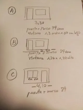 3 paneles madera y aluminio