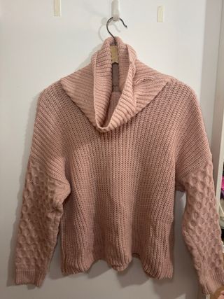 Jersey rosa lana cuello alto