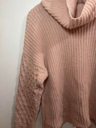 Jersey rosa lana cuello alto