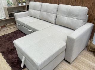 Sofá Cama Chaise Longue Beige
