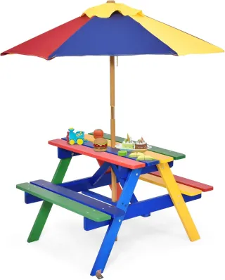 Tavolo da Picnic per Bambini in Legno Multicolore