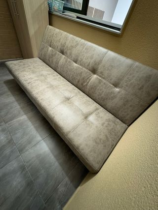 Sofá Cama Piel Sintética Beige