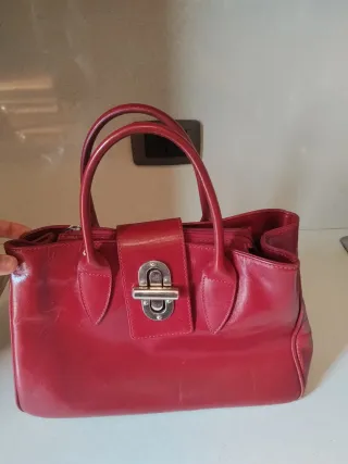 Borsa a mano in pelle rossa