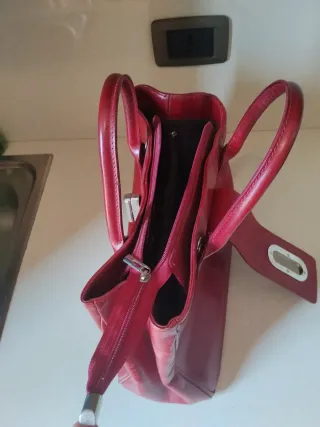 Borsa a mano in pelle rossa
