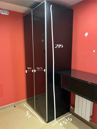 Mueble de recibidor negro 2 piezas.