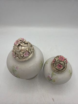 Set 2 Scatole Porcellana e Resina Floreali