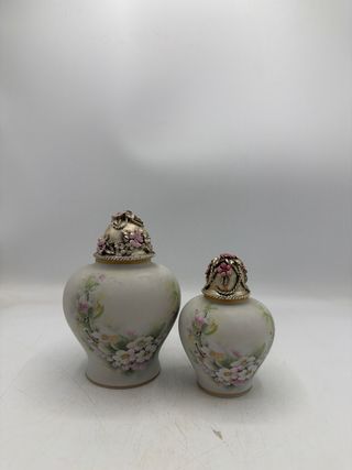 Set 2 Scatole Porcellana e Resina Floreali