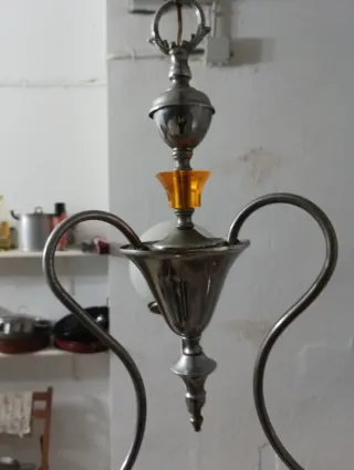 Lámpara colgante vintage cristal y metal