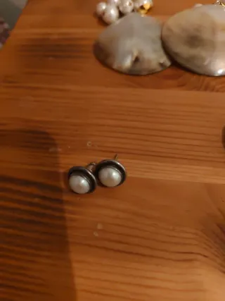 Lote pendientes vintage perlas y nacar