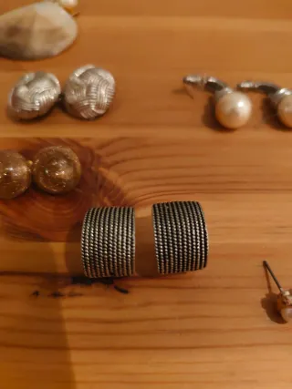 Lote pendientes vintage perlas y nacar