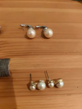 Lote pendientes vintage perlas y nacar