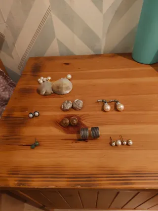 Lote pendientes vintage perlas y nacar