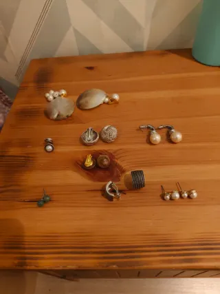 Lote pendientes vintage perlas y nacar