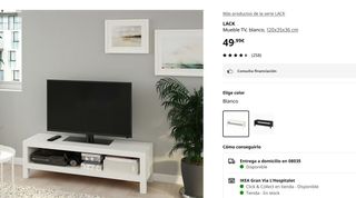 Mueble TV LACK Blanco IKEA 120x35x36 cm