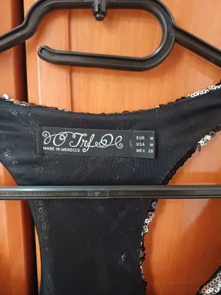 Vestido fiesta lentejuelas plata y negro T.M