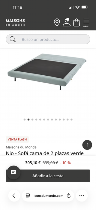 Sofá cama 2 plazas verde agua Maison du Monde