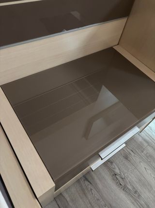 Conjunto Mesitas de noche (x2) madera y cristal