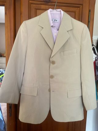 Traje comunión niño beige y rosa 12 años
