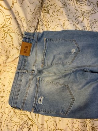 Pantalón Roto Pitillo Pull&Bear Azul