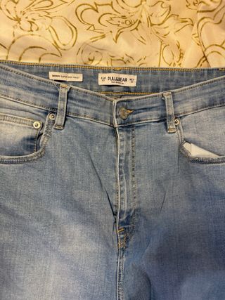 Pantalón Roto Pitillo Pull&Bear Azul