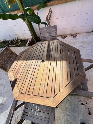 Mesa y 4 sillas de jardín de madera jardín