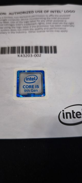 @ Pegatina Intel Core i5 9th Gen Original